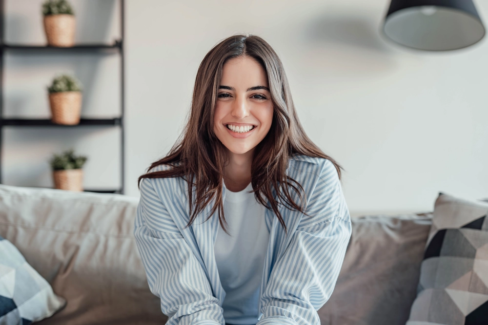 Patient smiling during comfortable dental visit